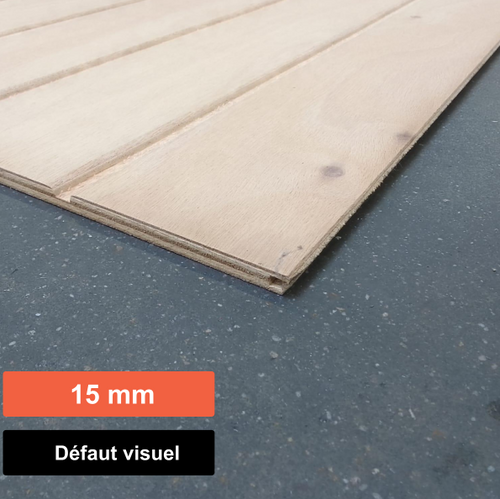 Contreplaqué Extérieur Okoumé CTBX Rainure-Languette Multigroove - 2500 x 1242 x 15 mm (défaut visuel)
