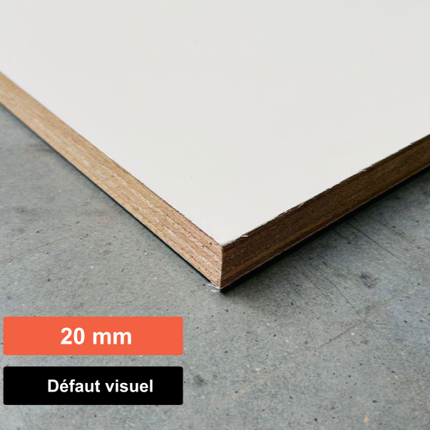 Contreplaqué Marine Okoumé pré-peint Blanc Primallin - 2500 x 1220 x 20 mm (défaut visuel)