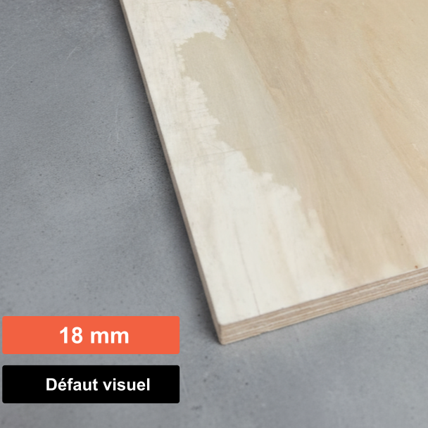 Contreplaqué 100% peuplier intumescent - 2500 x 1220 x 18 mm (défaut visuel)