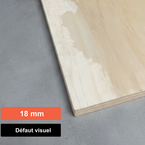 Contreplaqué 100% peuplier intumescent - 2500 x 1220 x 18 mm (défaut visuel)