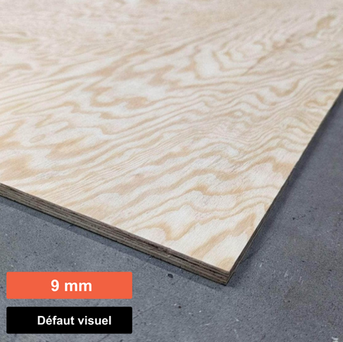 Contreplaqué pin maritime - 2440 x 1220 x 09 mm (défaut visuel)