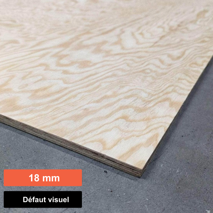 Contreplaqué pin maritime - 2440 x 1220 x 18 mm (défaut visuel)