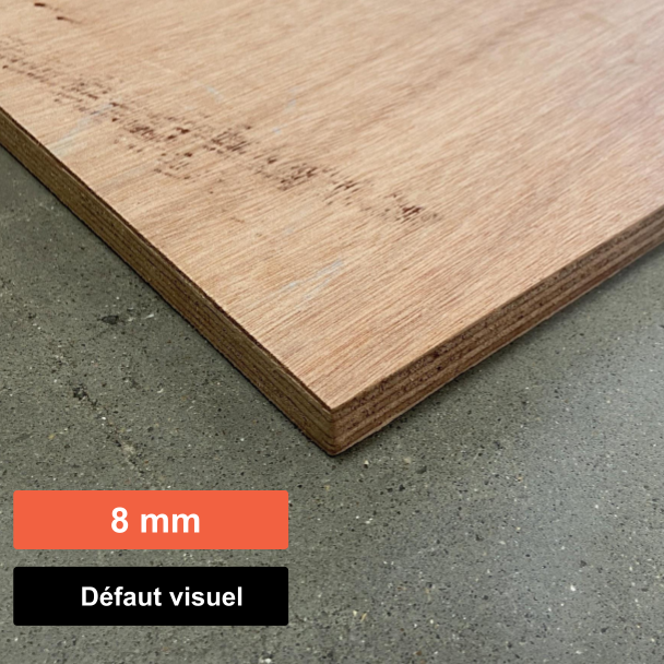Contreplaqué okoumé - 2500 x 1220 x 08 mm (défaut visuel)