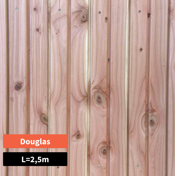 Bardage douglas faux-claire-voie (profil Aztek) - 27x125 - L=2,5m