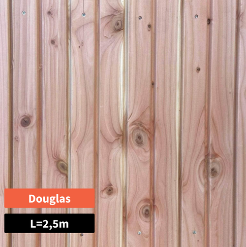 Bardage douglas faux-claire-voie (profil Aztek) - 27x125 - L=2,5m