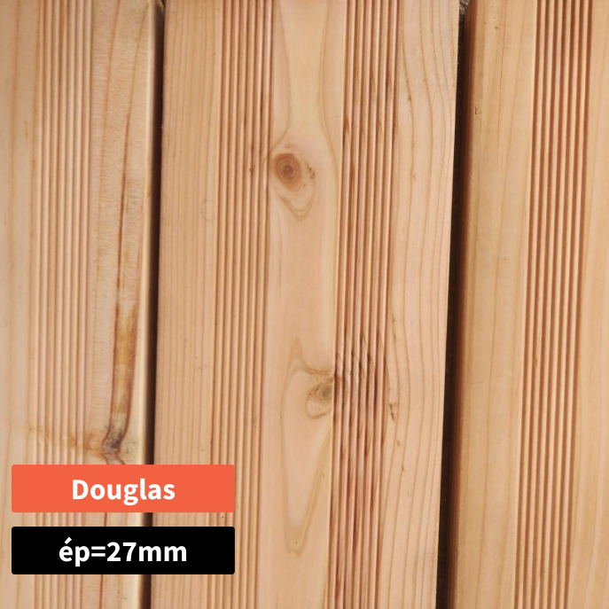 Lame de terrasse douglas striée classe 3 - 27x145 - L=3m