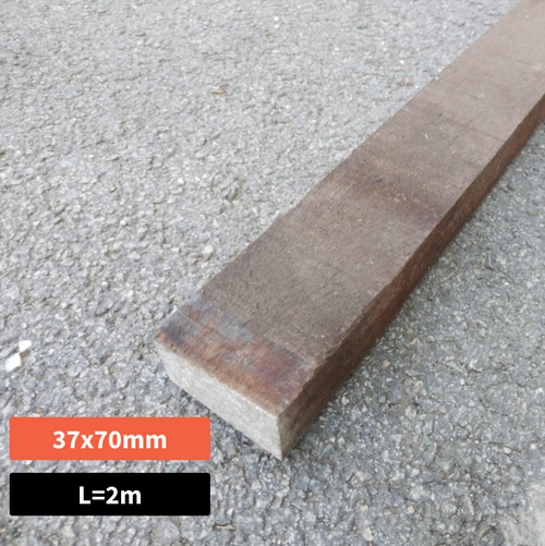 Lambourde bois exo Iroko classe 4 - 37x70 - L=2m