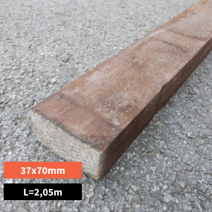 Lambourde bois exo Iroko classe 4 - 37x70 - L=2,05m