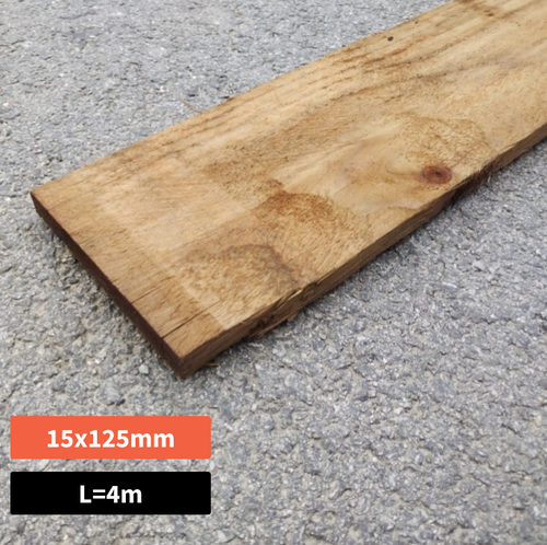 Planche épicéa brut traité marron classe 3 - 15x125 - L=4m
