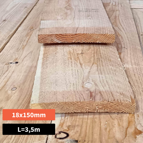 Planche brute mélèze - 18x150 L=3,5m