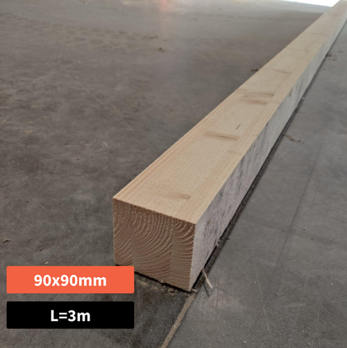 Chevron - Lamellé collé - Brut de sciage - 90x90 - L=3m