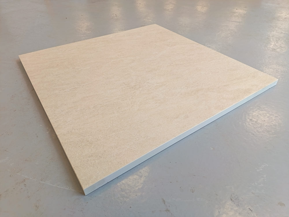 Carrelage extérieur grès cérame rectifié structuré couleur sable - gamme Inaya ref L976 - 60x60cm - Ep= 20mm - Novoceram