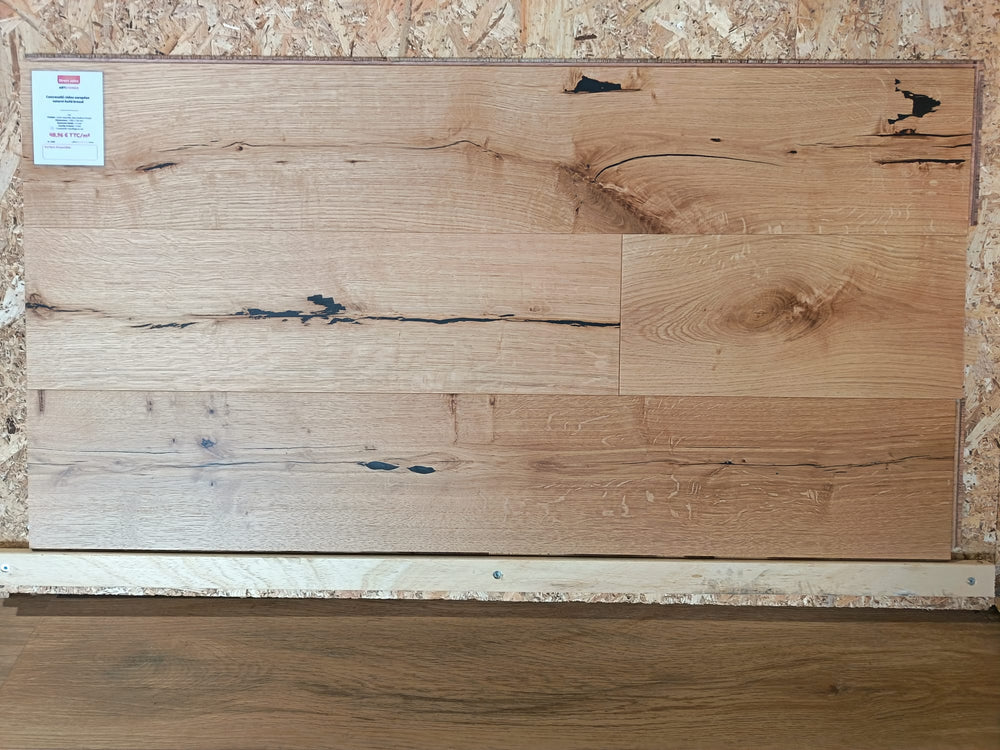 Contrecollé chêne Européen naturel verni brossé 1900 x 190 x 14/3 mm