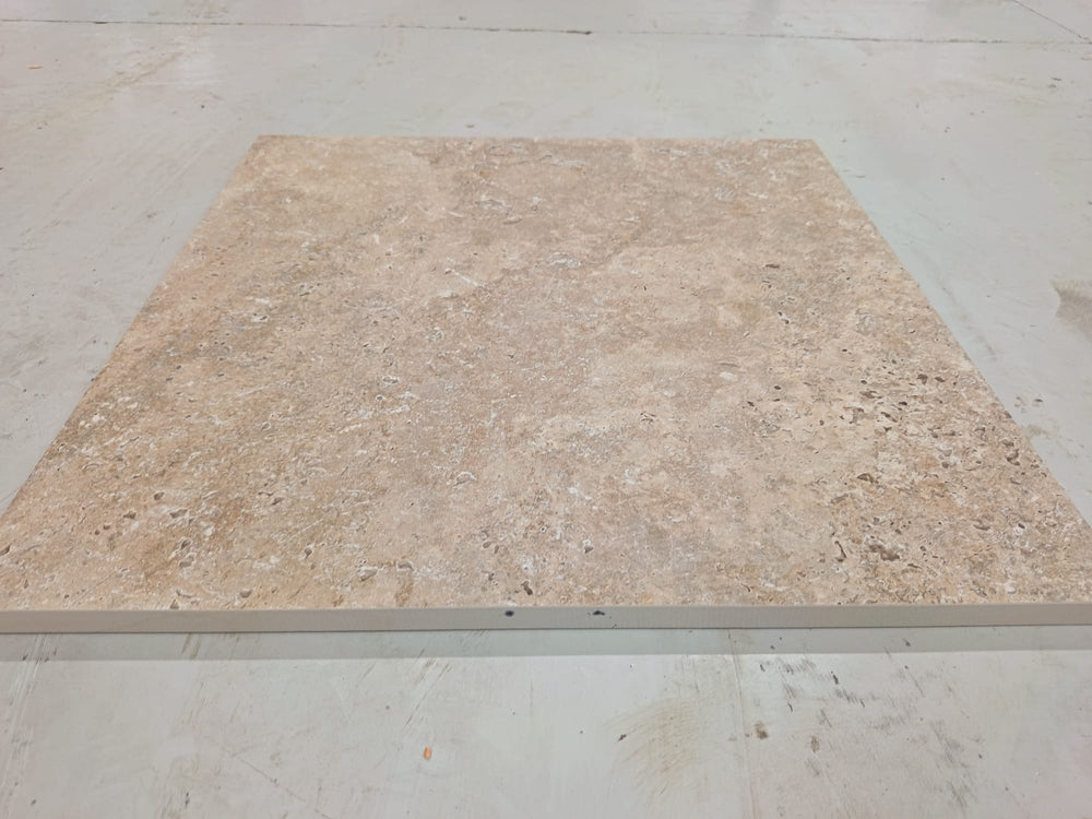 Carrelage extérieur grès cérame rectifié structuré couleur Natural - gamme Tiber ref H093 - 60x60cm - Ep= 20mm - Novoceram