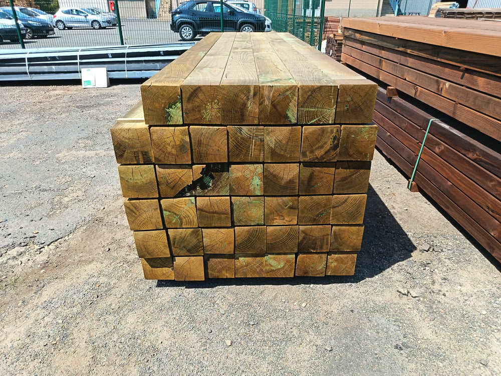 Poteau pin classe 4 vert - 145x145 - L=3m
