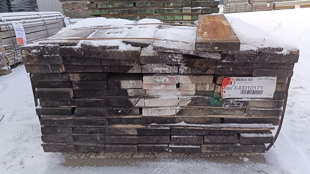 Lambourde bois exo Iroko classe 3 - 34x150 - L=0,96m