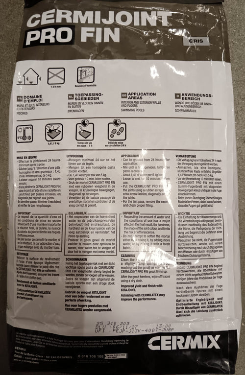 Joint carrelage pro intérieur/extérieur gris 5kg