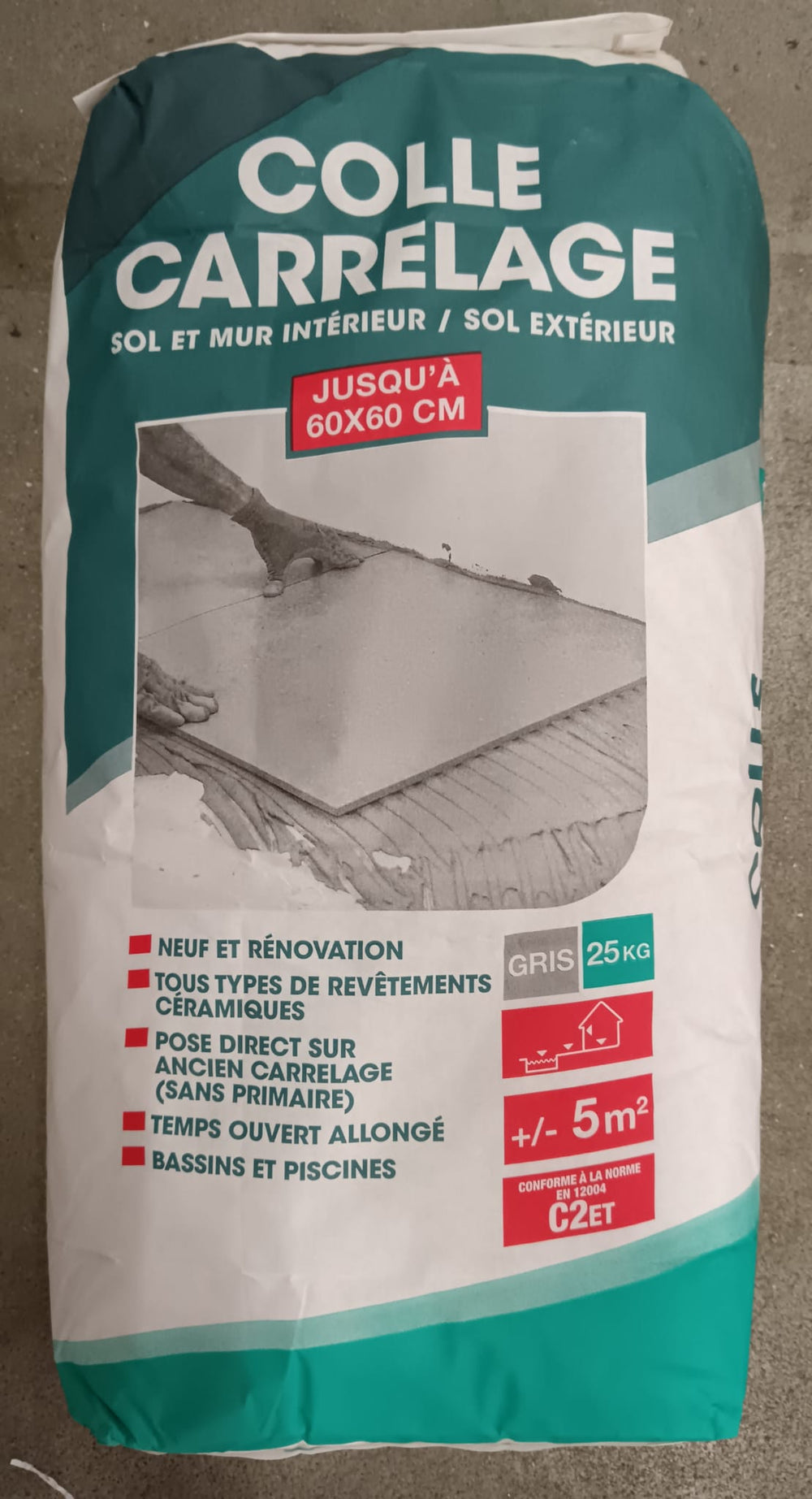 Colle carrelage sol intérieur/extérieur gris 25kg