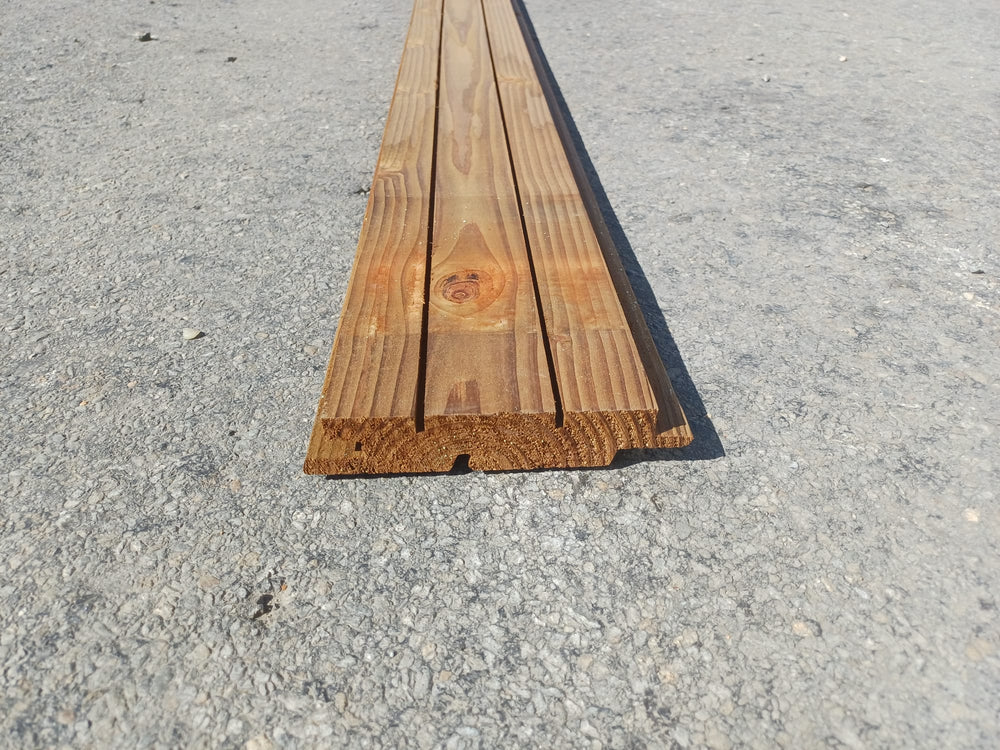 Bardage Douglas faux-claire-voie traité marron - 28x125 - L=4m (Profil Arioso)