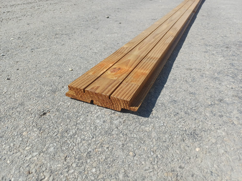 Bardage Douglas faux-claire-voie traité marron - 28x125 - L=4m (Profil Arioso)