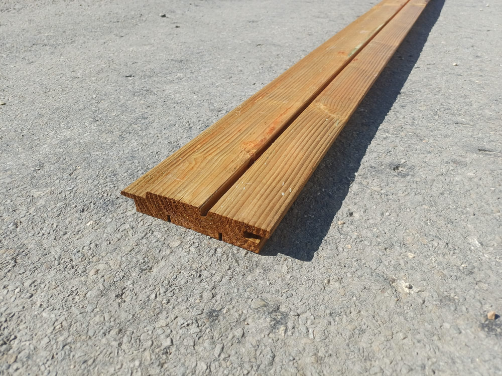 Bardage Douglas faux-claire-voie traité marron - 28x125 - L=4m (Profil Arioso)