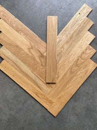 Contrecollé Bâton Rompu chêne européen verni incolore - 600 x 90 x 14/3 mm (24 lames / botte)