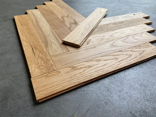 Contrecollé Bâton Rompu chêne européen verni incolore - 600 x 90 x 14/3 mm (24 lames / botte)