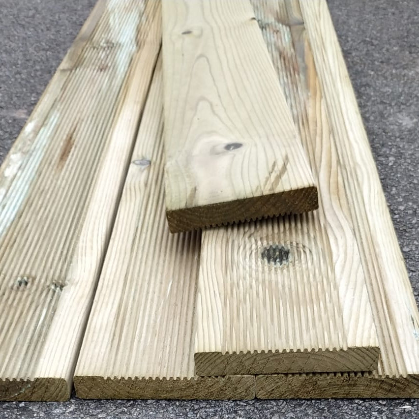 Lame de terrasse Tarano pin impregnée vert classe 4 - 24x145 - L=2,5m