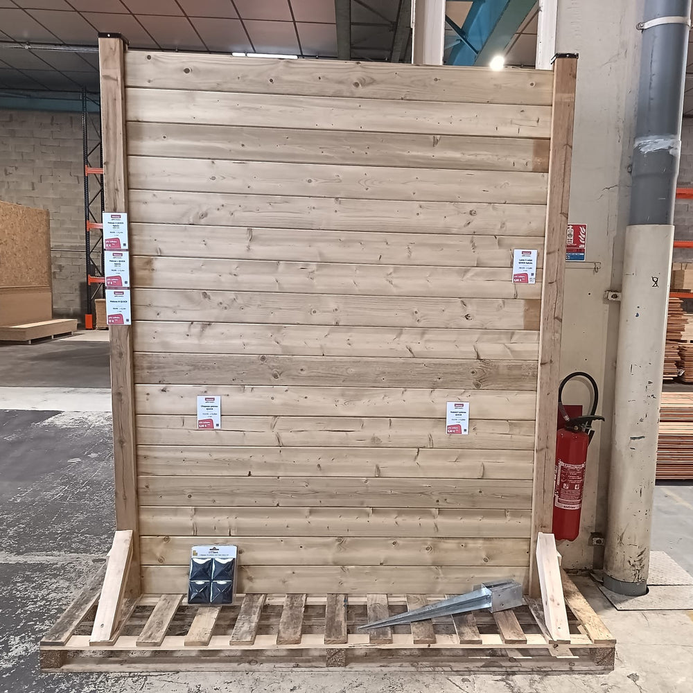 Kit palissade bois épicéa - 1,8 x 2,4 m (lames + poteaux + accessoires)