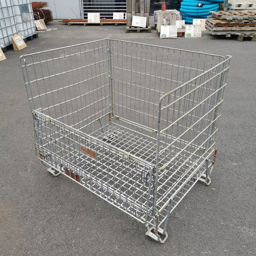Caisse palette grillagée pliable acier - 850 x 1100 x 1000 mm