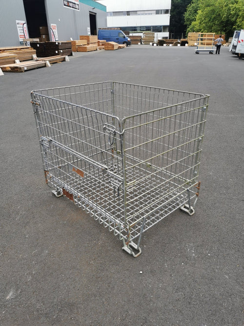 Caisse palette grillagée pliable acier - 850 x 1100 x 1000 mm