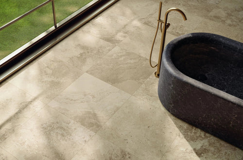 Carrelage extérieur Grès cérame Novoceram Gamme Solithe structuré antidérapant rectifié épaisseur 20 mm couleur Clair - 60x60 cm ref L062 (déclassé)