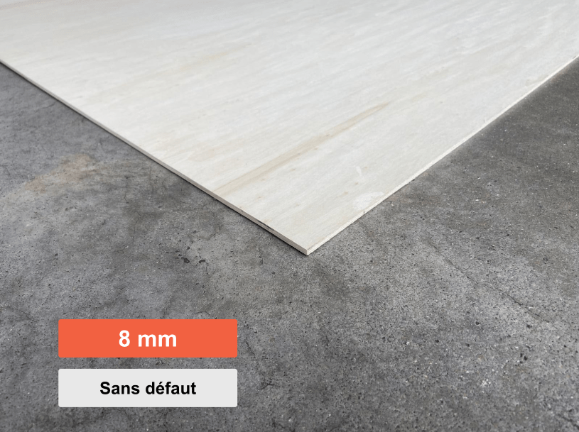 Contreplaqué 100% peuplier - 2440 x 1220 x 08 mm (sans défaut)