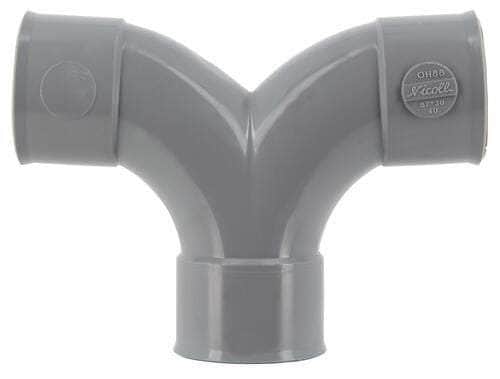 Coude double femelle femelle 87°30 parallèle diamètre 40mm UOH88 NICOLL