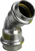 Coude en acier inoxydable 45° FF 28 x 28 mm Viega Sanpress Gaz - Réf. 486150