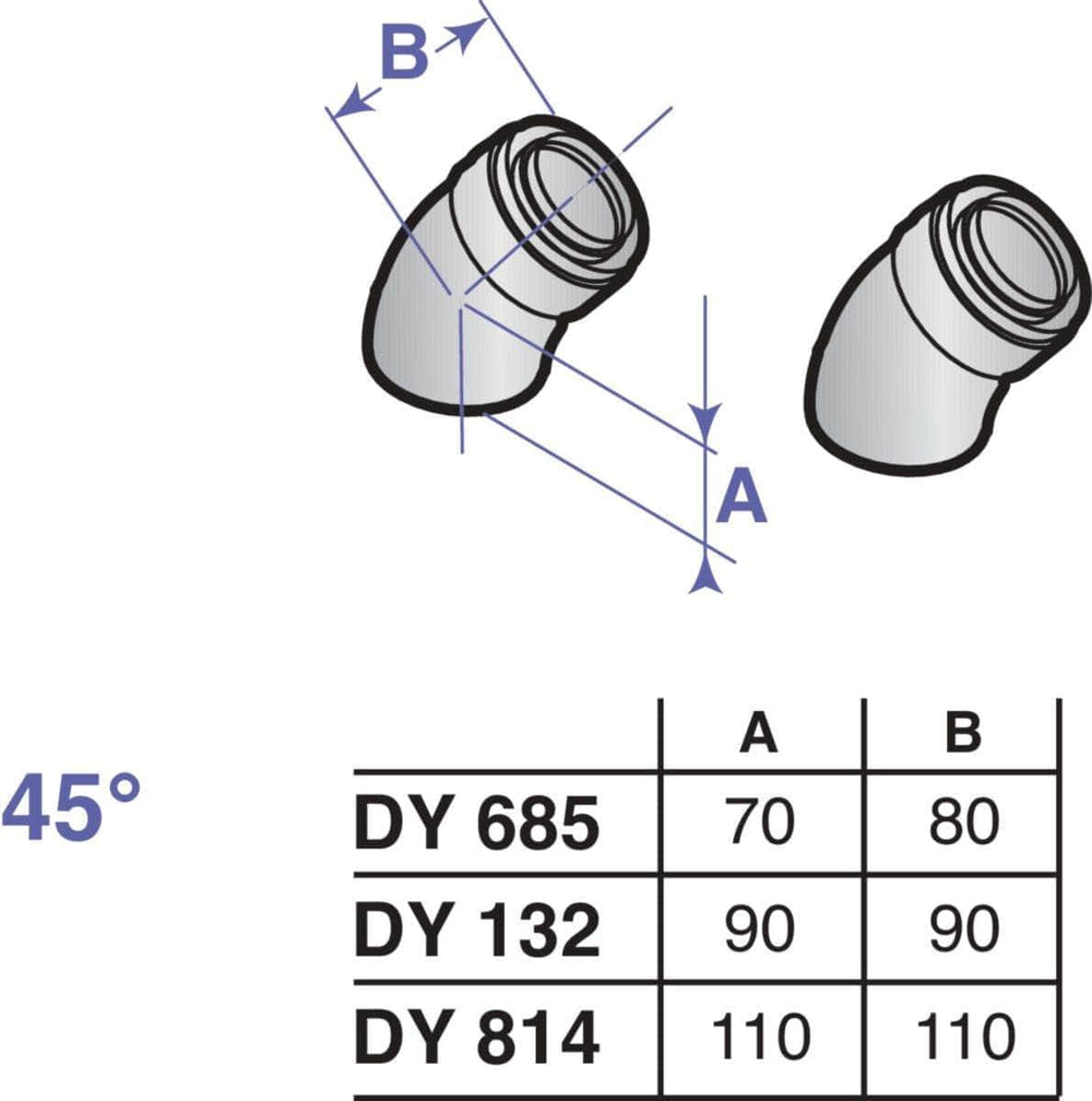 Coude PPS alu 45° diamètre 100 / 150 mm colis DY814 (2 pièces) réf. 100002354 DE DIETRICH