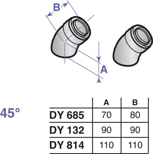 Coude PPS alu 45° diamètre 100 / 150 mm colis DY814 (2 pièces) réf. 100002354 DE DIETRICH