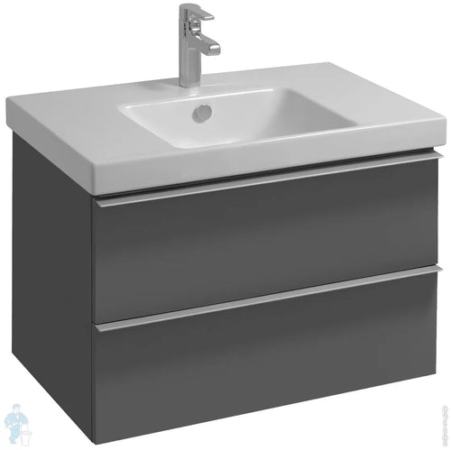 Meuble sanitaires  -  Meuble sous plan-vasque ODEON UP L 77 x P 48,5 x H 53 cm - Mélaminé brillant Gris anthracite Réf : EB895-N14