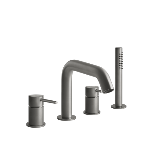Groupe de rebord de baignoire 3 trous avec bouton inverseur, flexible 1,50 m et douchette anticalcaire GESSI Bath316 - Réf. PF54037#707
