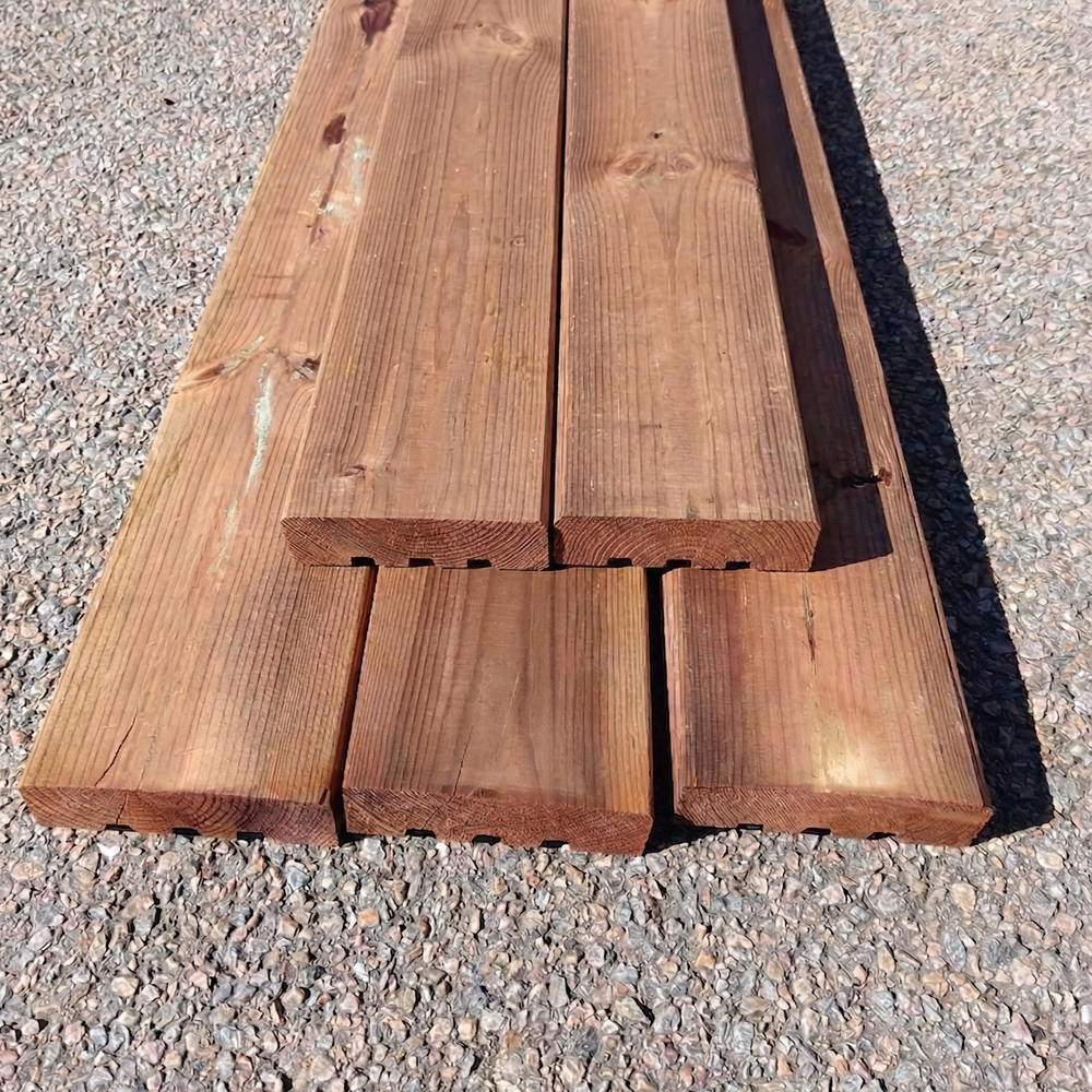 Terrasse pin classe 4 marron (profil Rio) - 46x145 - L=4m