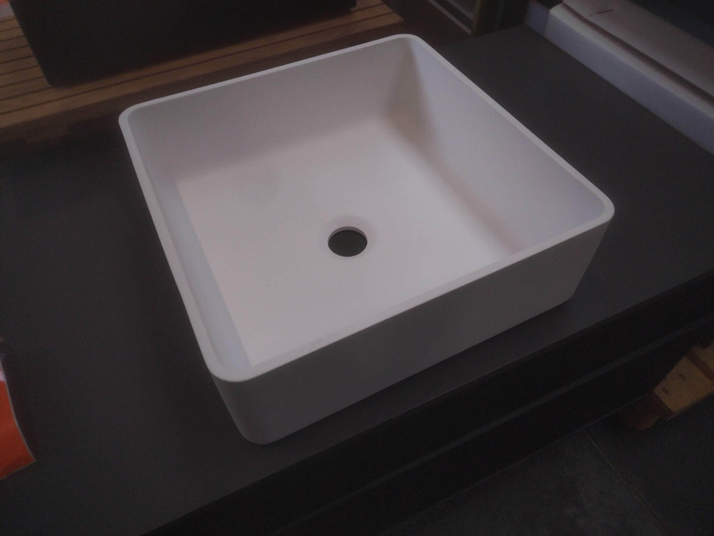 Lavabo  -  Vasque à poser céramique - blanc mat- carré - 360x360x130 - Appoggio quadrato minima