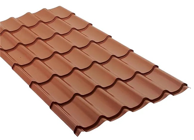 Plaque de toiture aspect tuile acier galvanisé Rooftile 980 - Brun rouge - 1950x1040 - SEDPA