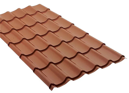 Plaque de toiture aspect tuile acier galvanisé Rooftile 980 - Brun rouge - 1950x1040 - SEDPA