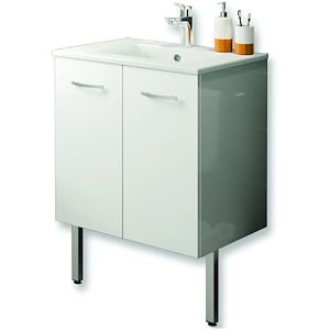 Meuble Sous - vasque PRIMO 'sans poignée' L600 2 portes - blanc brillant EG