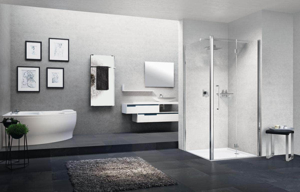 Paroi de douche Young 2 f1b 77 extensible 77 - 79cm verre trempe transparent silver réf Y2F1B771B NOVELLINI