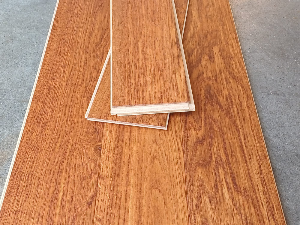 Parquet Contrecollé Diva 139x495 - 1992 Clic HDF 14mm Chene Flamme Caramel (4 chanfreins)