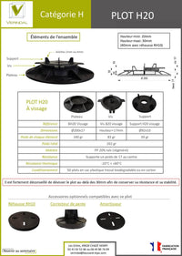 Plot terrasse dalle réglable de 20 à 30 mm - H20 - Vérindal