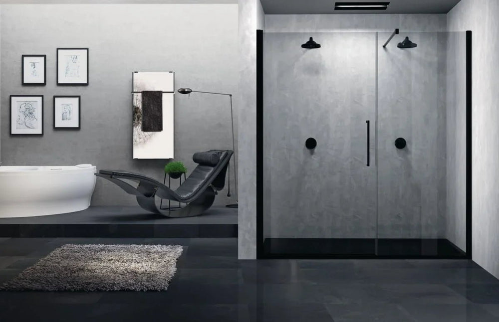 Porte de douche Novellini Diffusion YOUNG - G+F IN LINE / GFL 114 ADJUST.114 - 118CM verre transparent chrome Réversible Verre de sécurité profil Aluminium Y2GFL114 - 1K