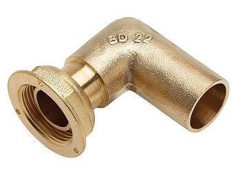 Raccord 2 pièces coudé à 90° à joint plat compteur à oreille BD2315 écrou 6/20 à braser sur cuivre : 28 DN : cal. 20 NF réf 0231540 BANIDES