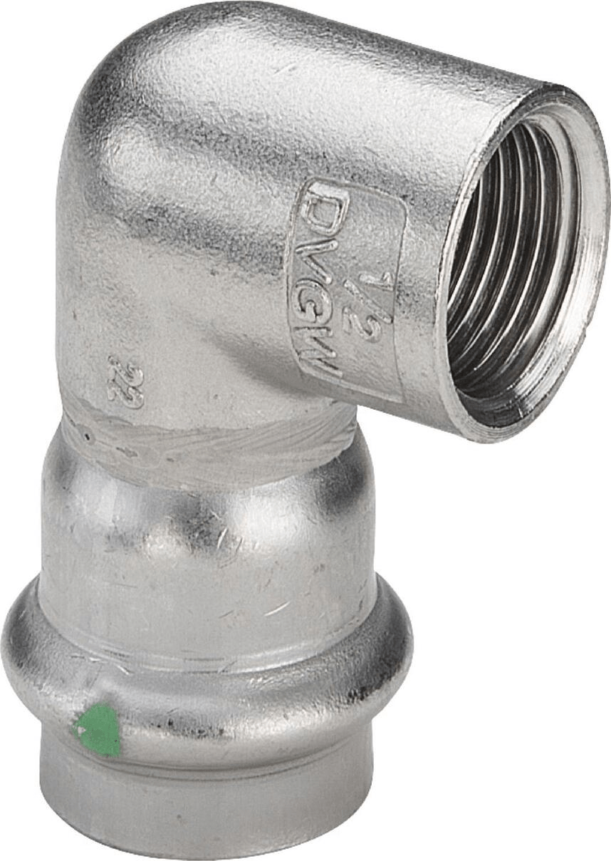 Raccord inox coudé 90° FF D18 x 1/2 Viega Sanpress - Réf. 436995